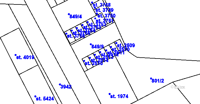 Parcela st. 2512 v KÚ Chrudim, Katastrální mapa