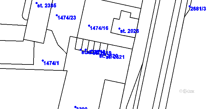 Parcela st. 2521 v KÚ Chrudim, Katastrální mapa