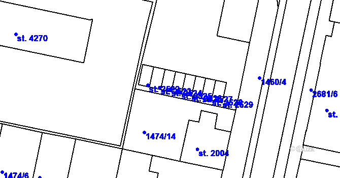Parcela st. 2524 v KÚ Chrudim, Katastrální mapa