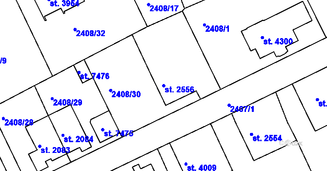 Parcela st. 2556 v KÚ Chrudim, Katastrální mapa