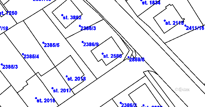 Parcela st. 2580 v KÚ Chrudim, Katastrální mapa