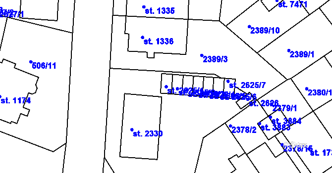 Parcela st. 2625/1 v KÚ Chrudim, Katastrální mapa