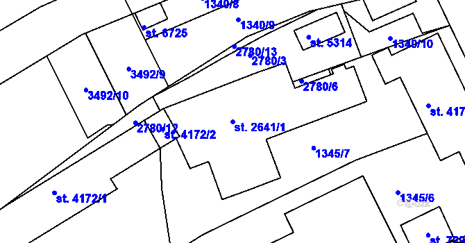 Parcela st. 2641/1 v KÚ Chrudim, Katastrální mapa