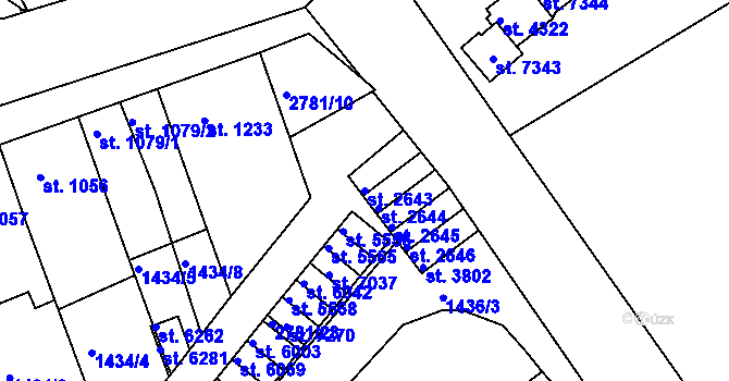 Parcela st. 2643 v KÚ Chrudim, Katastrální mapa