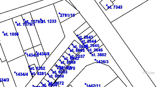 Parcela st. 2645 v KÚ Chrudim, Katastrální mapa