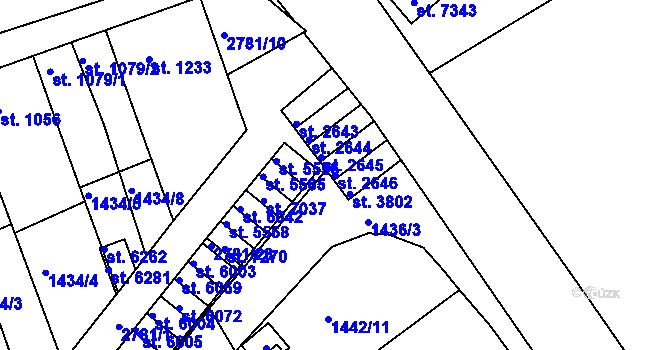 Parcela st. 2646 v KÚ Chrudim, Katastrální mapa