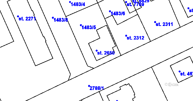 Parcela st. 2650 v KÚ Chrudim, Katastrální mapa