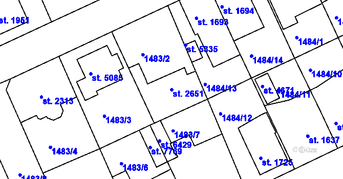 Parcela st. 2651 v KÚ Chrudim, Katastrální mapa