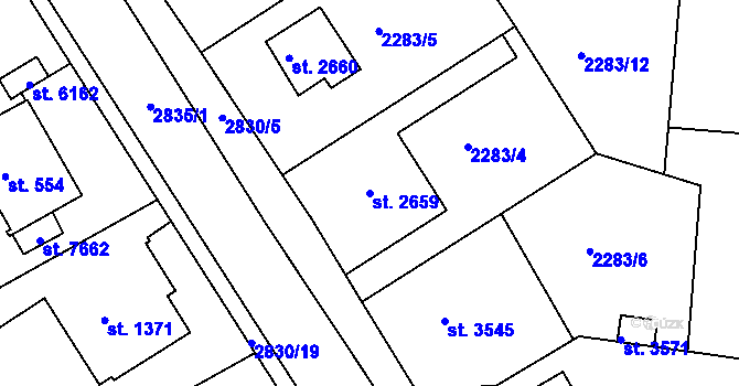Parcela st. 2659 v KÚ Chrudim, Katastrální mapa