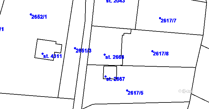 Parcela st. 2668 v KÚ Chrudim, Katastrální mapa