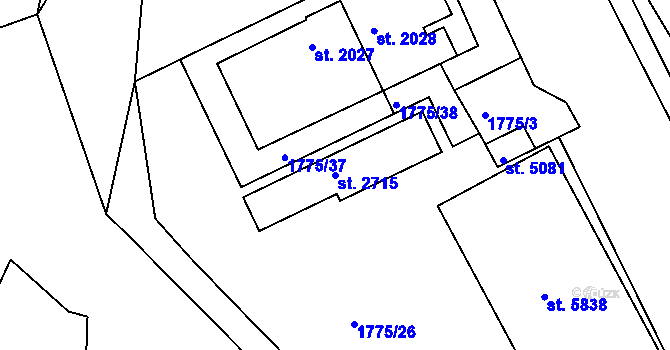 Parcela st. 2715 v KÚ Chrudim, Katastrální mapa