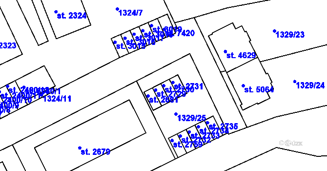 Parcela st. 2730 v KÚ Chrudim, Katastrální mapa