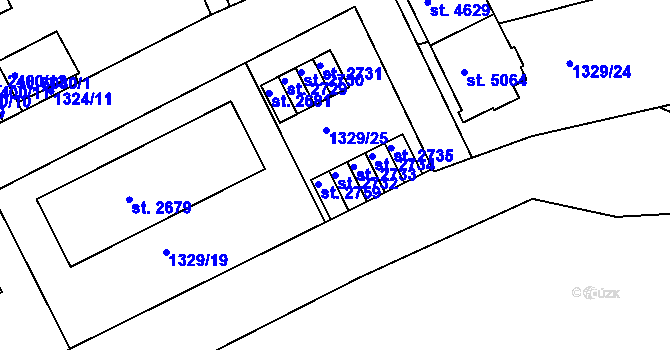 Parcela st. 2732 v KÚ Chrudim, Katastrální mapa