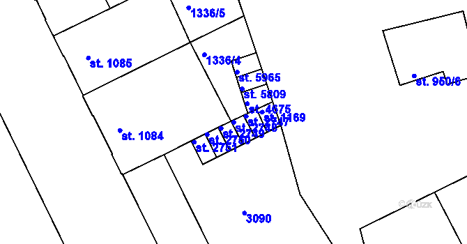 Parcela st. 2748 v KÚ Chrudim, Katastrální mapa