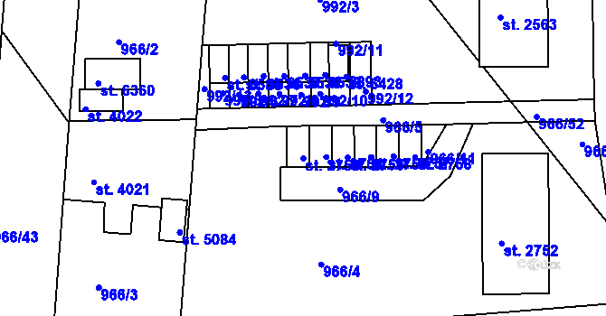 Parcela st. 2753 v KÚ Chrudim, Katastrální mapa
