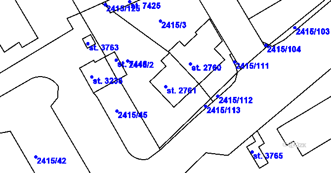 Parcela st. 2761 v KÚ Chrudim, Katastrální mapa