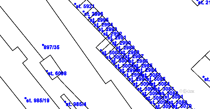 Parcela st. 3002 v KÚ Chrudim, Katastrální mapa