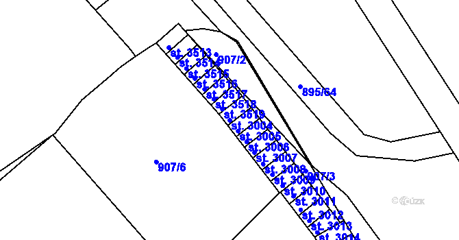 Parcela st. 3004 v KÚ Chrudim, Katastrální mapa