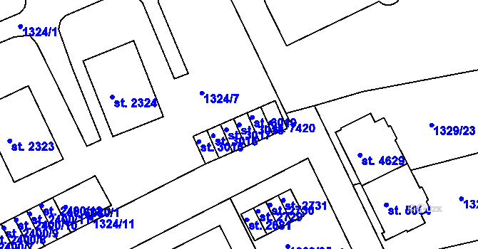 Parcela st. 3018 v KÚ Chrudim, Katastrální mapa