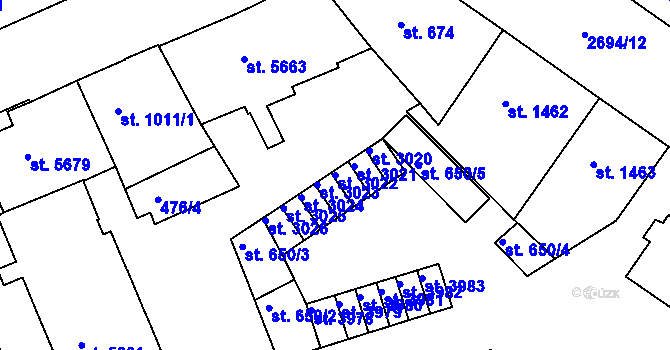 Parcela st. 3022 v KÚ Chrudim, Katastrální mapa
