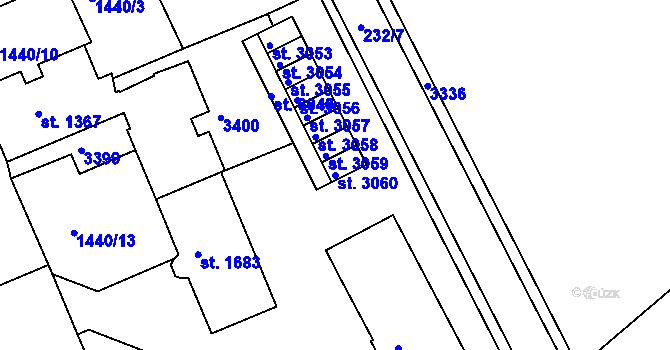 Parcela st. 3060 v KÚ Chrudim, Katastrální mapa