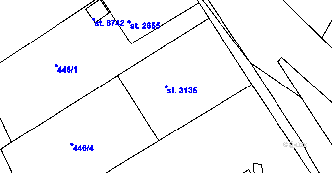 Parcela st. 3135 v KÚ Chrudim, Katastrální mapa