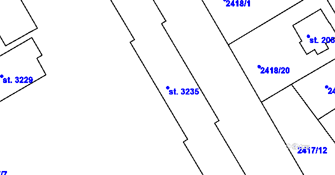 Parcela st. 3235 v KÚ Chrudim, Katastrální mapa