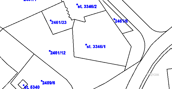 Parcela st. 3346/1 v KÚ Chrudim, Katastrální mapa