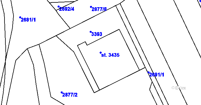 Parcela st. 3435 v KÚ Chrudim, Katastrální mapa