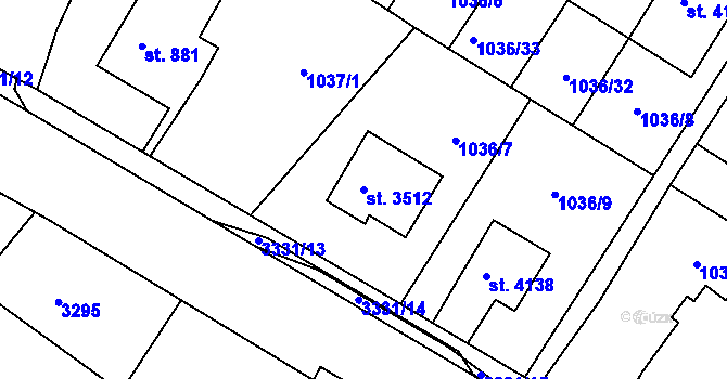 Parcela st. 3512 v KÚ Chrudim, Katastrální mapa