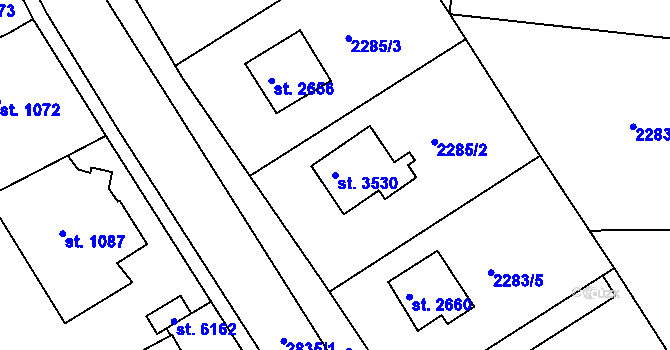 Parcela st. 3530 v KÚ Chrudim, Katastrální mapa