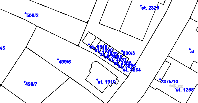 Parcela st. 3589 v KÚ Chrudim, Katastrální mapa