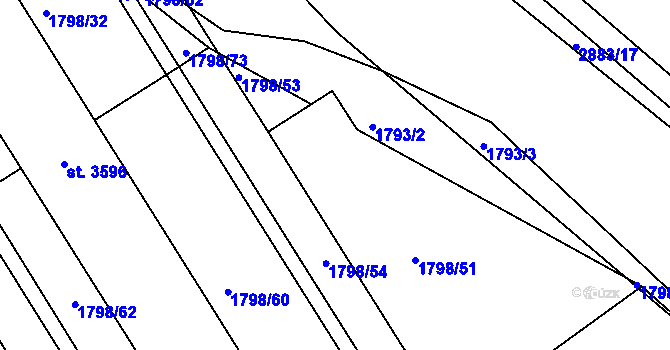 Parcela st. 3597 v KÚ Chrudim, Katastrální mapa