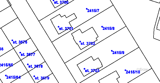 Parcela st. 3702 v KÚ Chrudim, Katastrální mapa