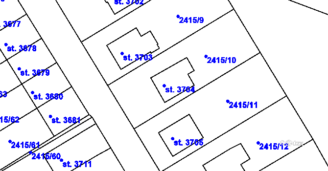 Parcela st. 3704 v KÚ Chrudim, Katastrální mapa