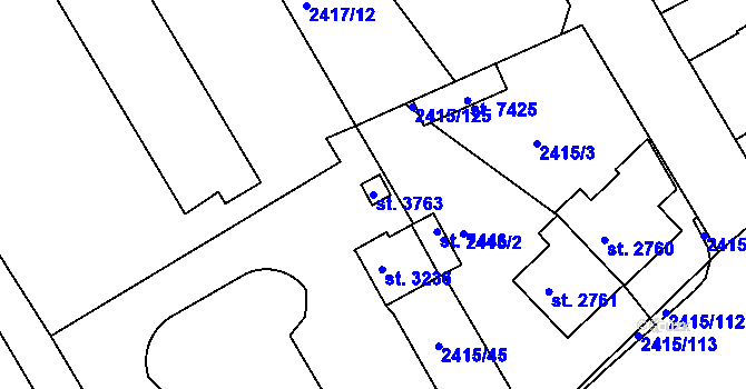Parcela st. 3763 v KÚ Chrudim, Katastrální mapa