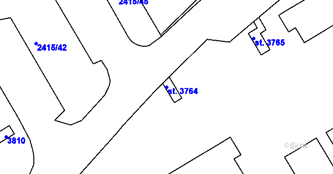 Parcela st. 3764 v KÚ Chrudim, Katastrální mapa