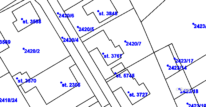 Parcela st. 3767 v KÚ Chrudim, Katastrální mapa
