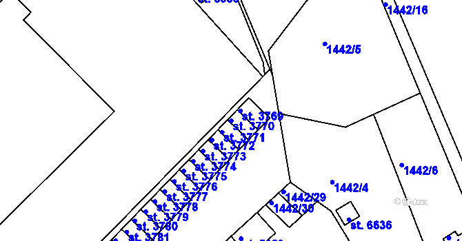 Parcela st. 3770 v KÚ Chrudim, Katastrální mapa