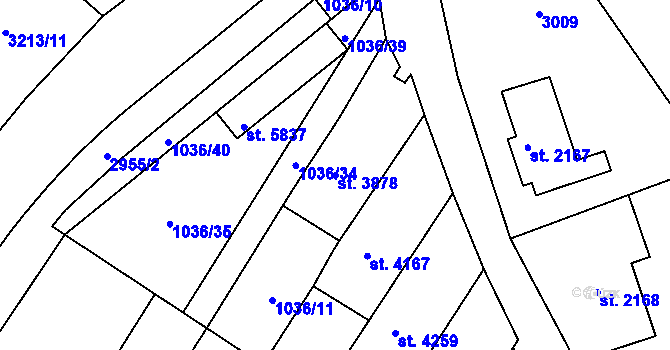Parcela st. 3878 v KÚ Chrudim, Katastrální mapa