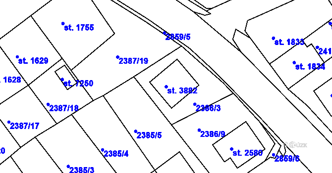 Parcela st. 3882 v KÚ Chrudim, Katastrální mapa