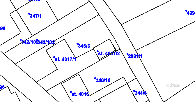 Parcela st. 4017/2 v KÚ Chrudim, Katastrální mapa