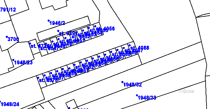 Parcela st. 4067 v KÚ Chrudim, Katastrální mapa