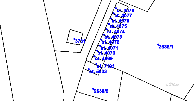 Parcela st. 4070 v KÚ Chrudim, Katastrální mapa