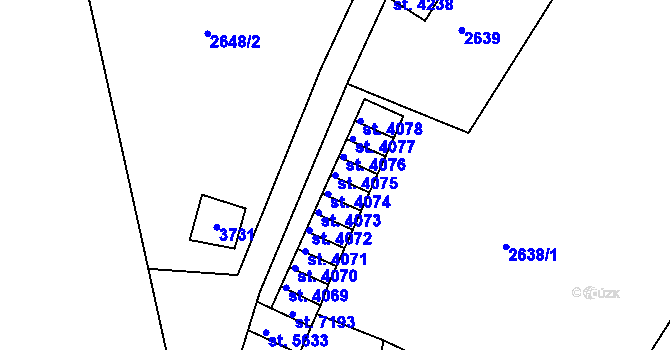 Parcela st. 4075 v KÚ Chrudim, Katastrální mapa