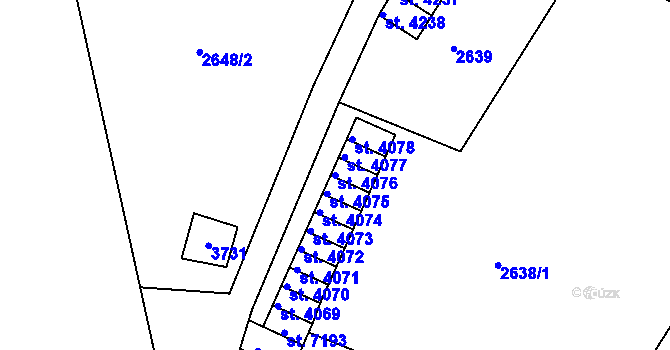Parcela st. 4076 v KÚ Chrudim, Katastrální mapa