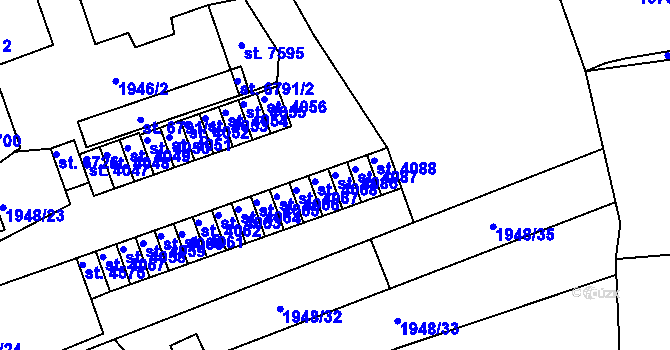 Parcela st. 4086 v KÚ Chrudim, Katastrální mapa