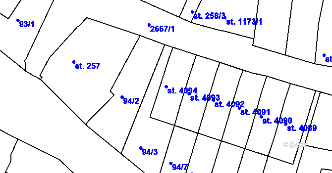 Parcela st. 4094 v KÚ Chrudim, Katastrální mapa