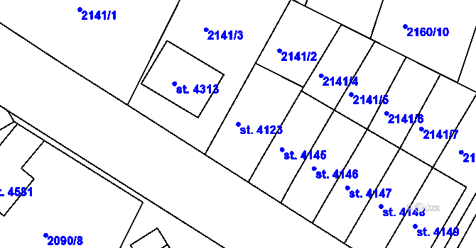 Parcela st. 4123 v KÚ Chrudim, Katastrální mapa