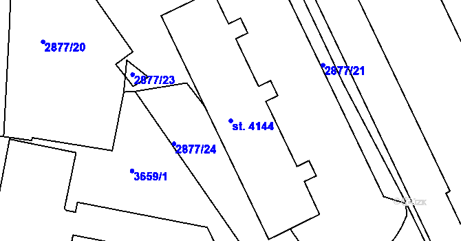Parcela st. 4144 v KÚ Chrudim, Katastrální mapa
